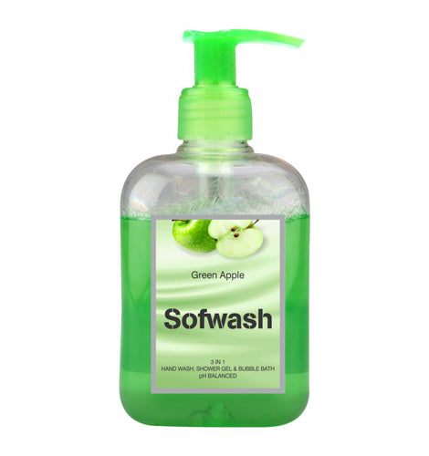 Sofwash 3 In 1 Hand Wash, Shower Gel & Bubble Bath - Green Apple
