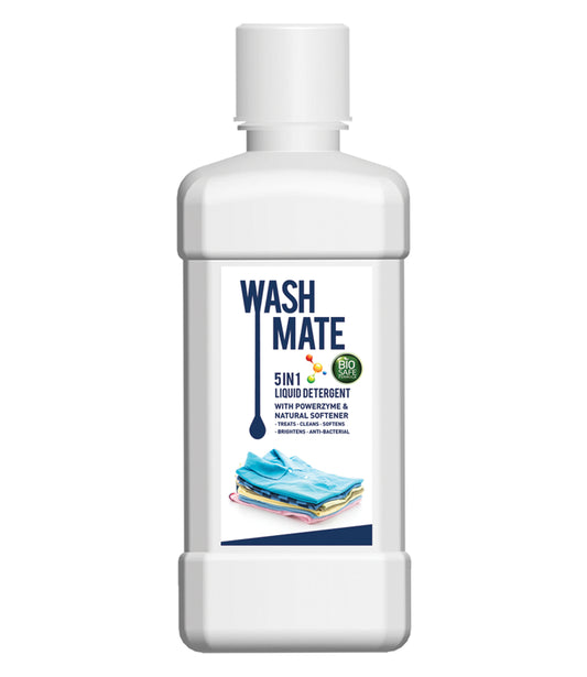 Washmate 5 In 1 Liquid Detergent With Powerzyme & Natural Softener (Biosafe Formula)